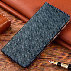 Leather Case Stands Flip Cover Holder H20P for Asus ZenFone 8 Flip ZS672KS Blue