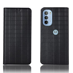 Leather Case Stands Flip Cover Holder H20P for Motorola Moto G31 Black