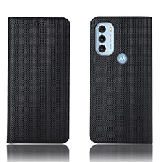Leather Case Stands Flip Cover Holder H20P for Motorola Moto G71 5G Black