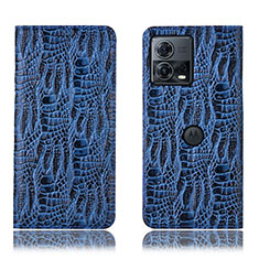 Leather Case Stands Flip Cover Holder H20P for Motorola Moto S30 Pro 5G Blue