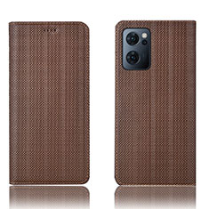 Leather Case Stands Flip Cover Holder H20P for OnePlus Nord CE 2 5G Brown