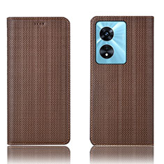 Leather Case Stands Flip Cover Holder H20P for Oppo A1x 5G Brown