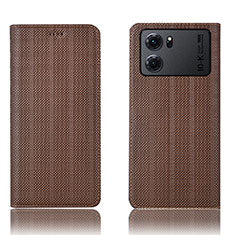 Leather Case Stands Flip Cover Holder H20P for Oppo K10 5G Brown