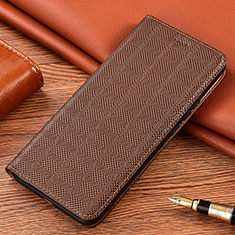 Leather Case Stands Flip Cover Holder H20P for Xiaomi Redmi Note 11E Pro 5G Brown