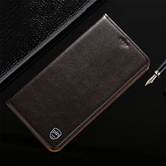 Leather Case Stands Flip Cover Holder H21P for Huawei Honor 50 Lite Brown