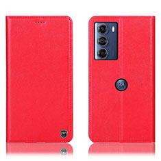 Leather Case Stands Flip Cover Holder H21P for Motorola Moto Edge S30 5G Red