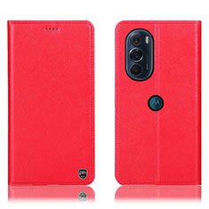 Leather Case Stands Flip Cover Holder H21P for Motorola Moto Edge X30 5G Red