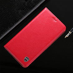 Leather Case Stands Flip Cover Holder H21P for Motorola Moto G53j 5G Red