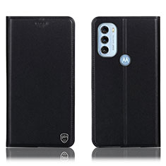 Leather Case Stands Flip Cover Holder H21P for Motorola Moto G71 5G Black