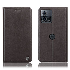 Leather Case Stands Flip Cover Holder H21P for Motorola Moto S30 Pro 5G Brown