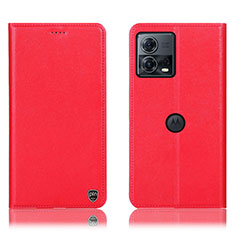 Leather Case Stands Flip Cover Holder H21P for Motorola Moto S30 Pro 5G Red