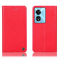Leather Case Stands Flip Cover Holder H21P for Oppo A18 Red