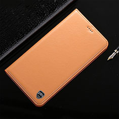Leather Case Stands Flip Cover Holder H21P for Oppo A54 4G Orange