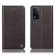 Leather Case Stands Flip Cover Holder H21P for Oppo A93s 5G Brown