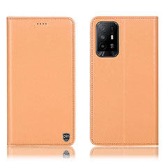 Leather Case Stands Flip Cover Holder H21P for Oppo A94 5G Orange