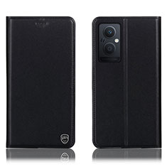 Leather Case Stands Flip Cover Holder H21P for Oppo A96 5G Black