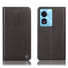 Leather Case Stands Flip Cover Holder H21P for Oppo A97 5G Brown
