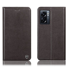 Leather Case Stands Flip Cover Holder H21P for Oppo K10 5G India Brown