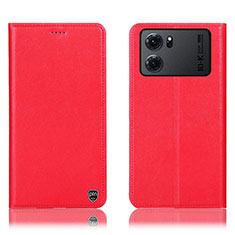 Leather Case Stands Flip Cover Holder H21P for Oppo K10 5G Red