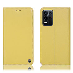 Leather Case Stands Flip Cover Holder H21P for Oppo K9X 5G Yellow