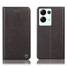Leather Case Stands Flip Cover Holder H21P for Oppo Reno8 Pro 5G Brown