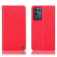 Leather Case Stands Flip Cover Holder H21P for Realme Q3s 5G Red