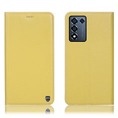 Leather Case Stands Flip Cover Holder H21P for Realme Q3s 5G Yellow