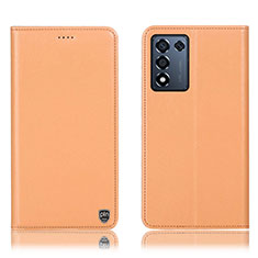 Leather Case Stands Flip Cover Holder H21P for Realme Q3t 5G Orange