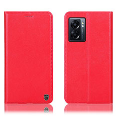 Leather Case Stands Flip Cover Holder H21P for Realme Q5i 5G Red