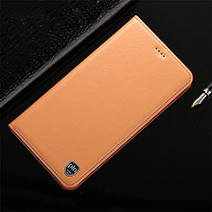 Leather Case Stands Flip Cover Holder H21P for Vivo Y35 5G Orange