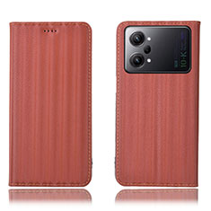 Leather Case Stands Flip Cover Holder H23P for Oppo K10 Pro 5G Brown