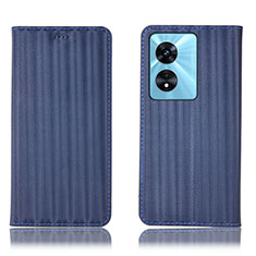 Leather Case Stands Flip Cover Holder H23P for Oppo Reno8 T 5G Blue