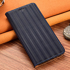 Leather Case Stands Flip Cover Holder H23P for Xiaomi Redmi Note 9 Blue