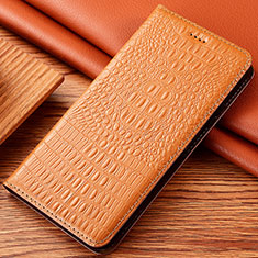 Leather Case Stands Flip Cover Holder H24P for Apple iPhone 13 Pro Max Orange