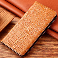 Leather Case Stands Flip Cover Holder H24P for Motorola Moto Edge (2023) 5G Orange