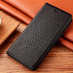 Leather Case Stands Flip Cover Holder H24P for Motorola Moto Edge 40 Neo 5G Black