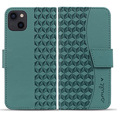 Leather Case Stands Flip Cover Holder HF1 for Apple iPhone 14 Green