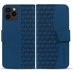 Leather Case Stands Flip Cover Holder HF1 for Apple iPhone 15 Pro Blue