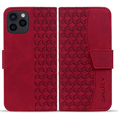 Leather Case Stands Flip Cover Holder HF1 for Apple iPhone 16 Pro Red