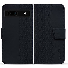 Leather Case Stands Flip Cover Holder HF1 for Google Pixel 7a 5G Black