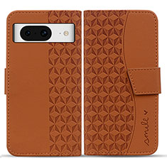 Leather Case Stands Flip Cover Holder HF1 for Google Pixel 8 5G Brown