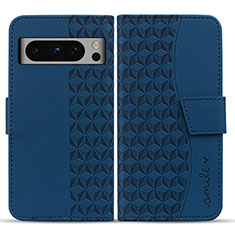 Leather Case Stands Flip Cover Holder HF1 for Google Pixel 8 Pro 5G Blue