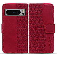 Leather Case Stands Flip Cover Holder HF1 for Google Pixel 8 Pro 5G Red