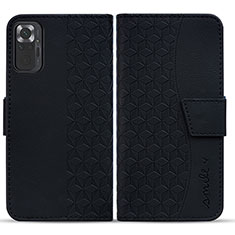 Leather Case Stands Flip Cover Holder HF1 for Xiaomi Redmi Note 10 Pro 4G Black