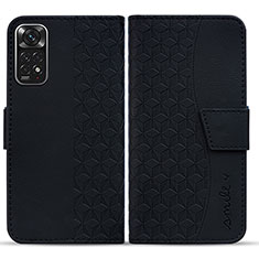 Leather Case Stands Flip Cover Holder HF1 for Xiaomi Redmi Note 11 4G (2022) Black