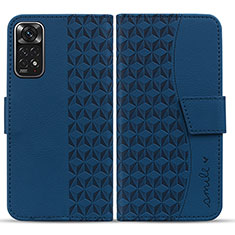 Leather Case Stands Flip Cover Holder HF1 for Xiaomi Redmi Note 11 4G (2022) Blue