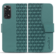 Leather Case Stands Flip Cover Holder HF1 for Xiaomi Redmi Note 11 4G (2022) Green