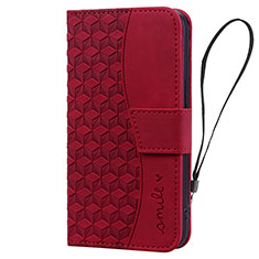 Leather Case Stands Flip Cover Holder HF2 for Apple iPhone 15 Pro Max Red