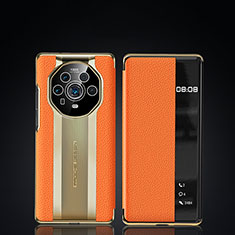 Leather Case Stands Flip Cover Holder JB2 for Huawei Honor Magic4 Ultimate 5G Orange