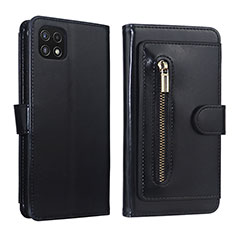 Leather Case Stands Flip Cover Holder JDK for Samsung Galaxy F42 5G Black